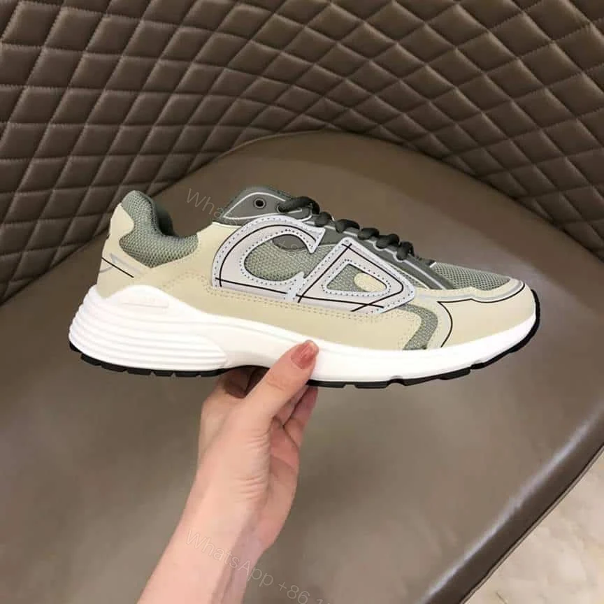 View 2 of DIOR B30 SNEAKERS OLIVE MESH AND CREAM TECHNICAL FABRIC – CD86