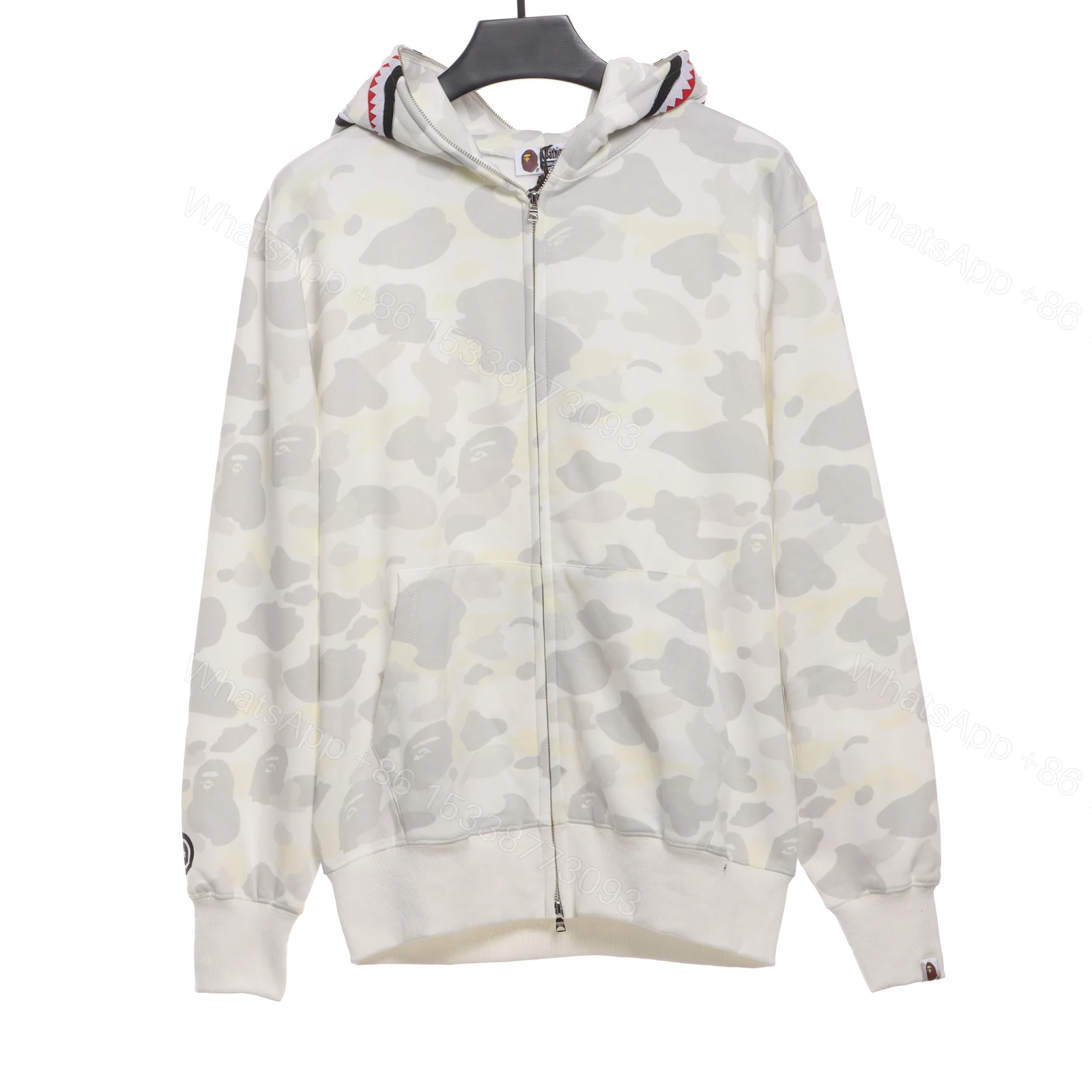 View 6 of BAPE classic black and white camouflage patchwork luminous hoodie White