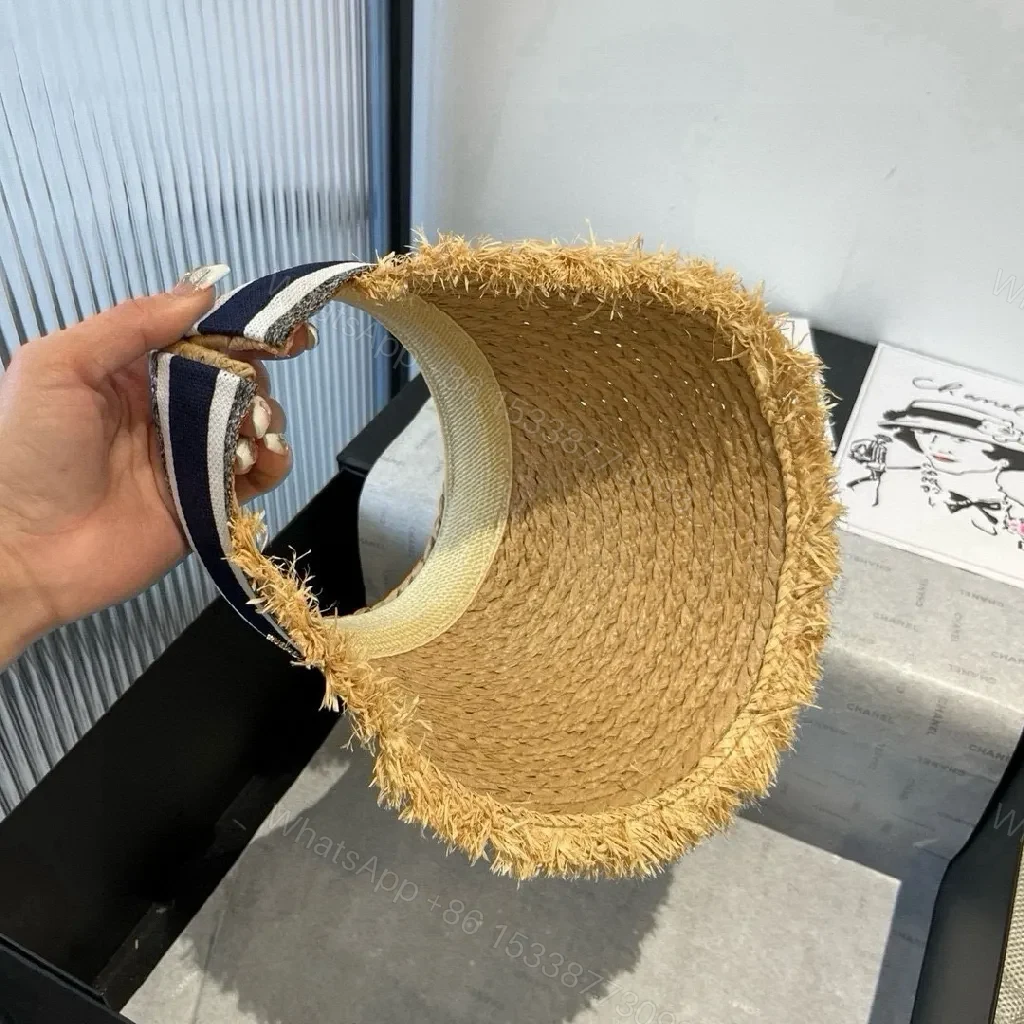 View 4 of Sun-Kissed Straw Visor: Textured Rim, Dior-Style Band
