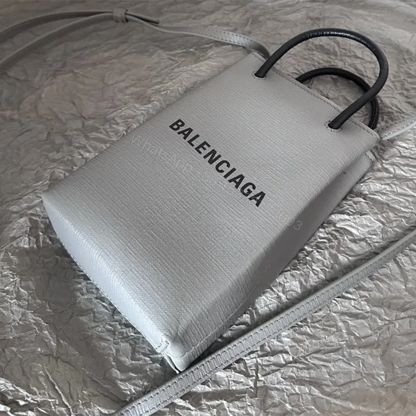 View 5 of 高仿Balenciaga迷你Tote包系列小牛皮灰色