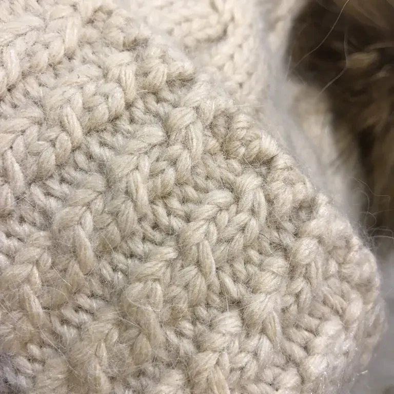 View 2 of Chic Moncler Knit Set: Cream Wool-Blend Scarf & Beanie