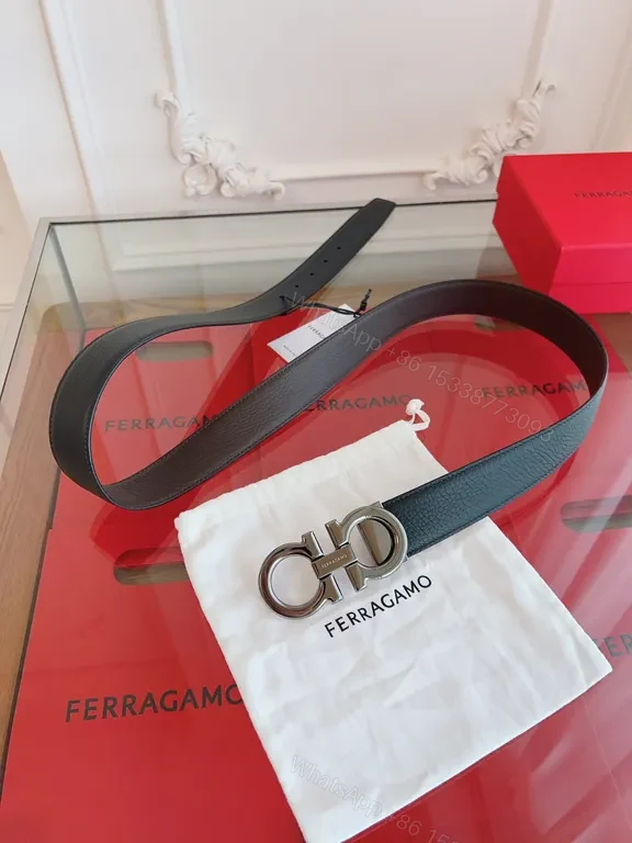 View 8 of Bold Leather Belt with Interlocking Hardware