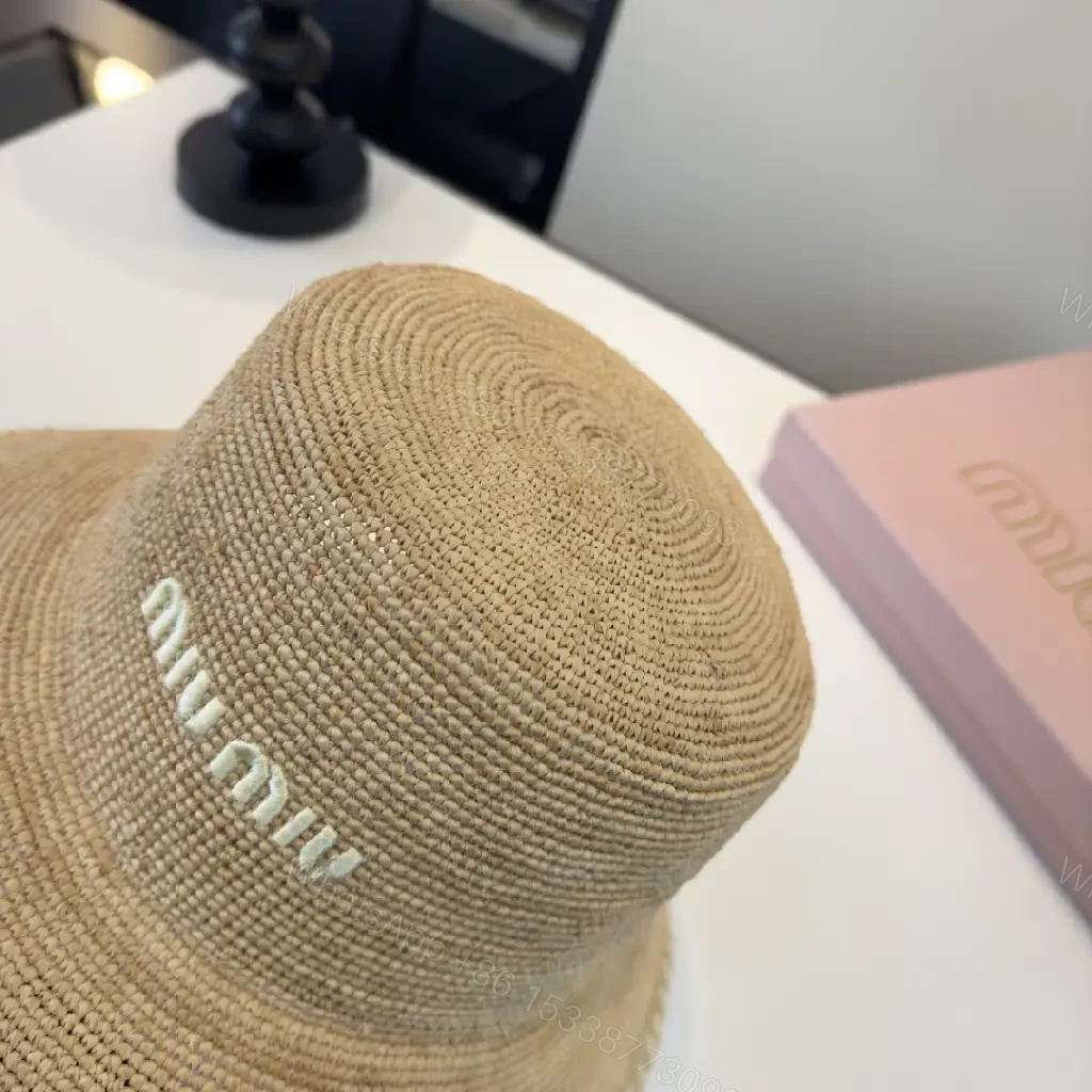 View 9 of Natural Straw Bucket Hat with Subtle Logo Detail