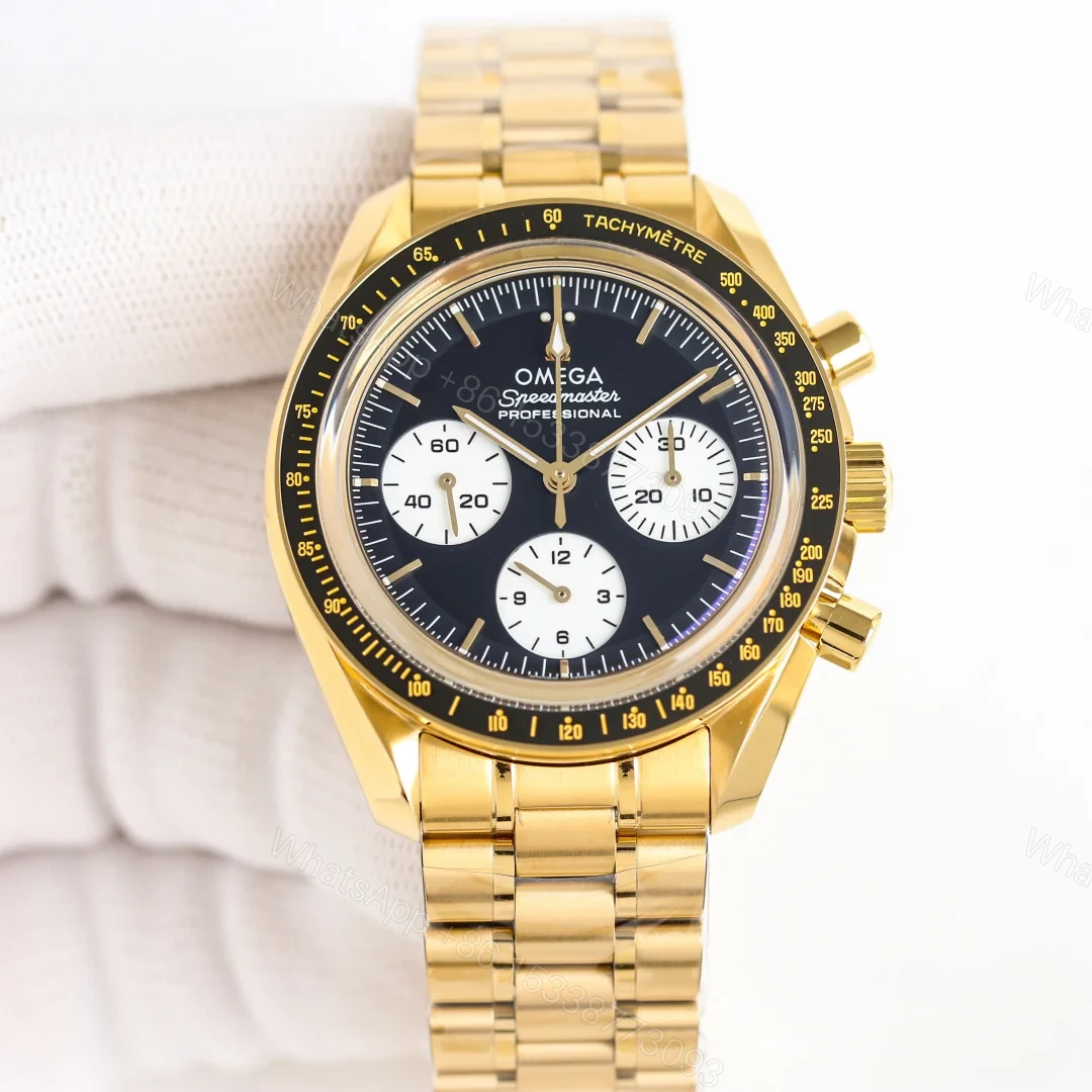 Omega Speedmaster Gold Replica 42MM Premium Bracelet Moonwatch Edition OM-SP-GLD-BRC-42 — view 1
