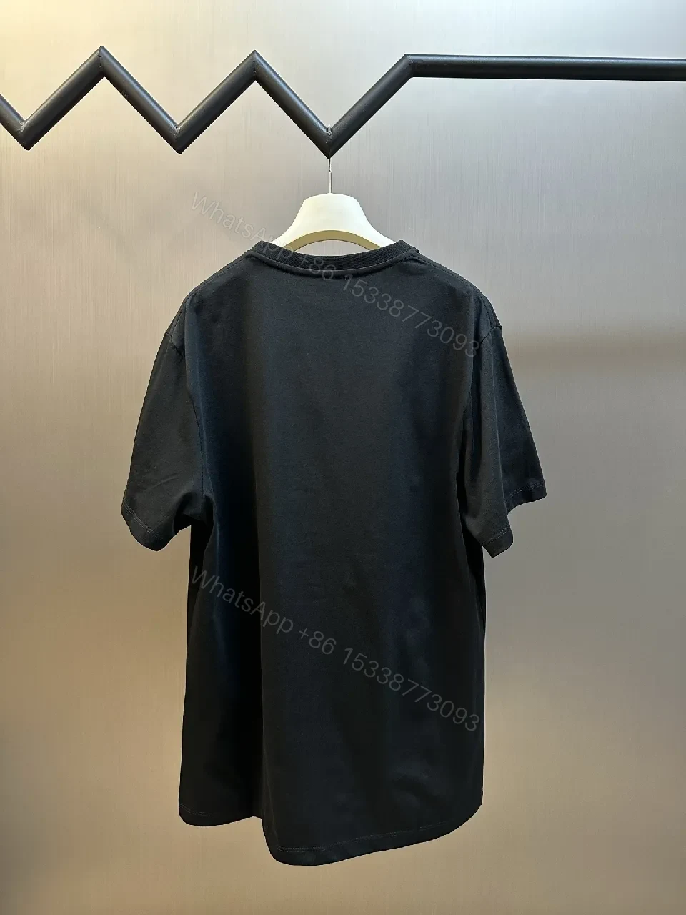 View 7 of Black Minimalist Tee with Chest Pocket - Premium Cotton, Relaxed Fit