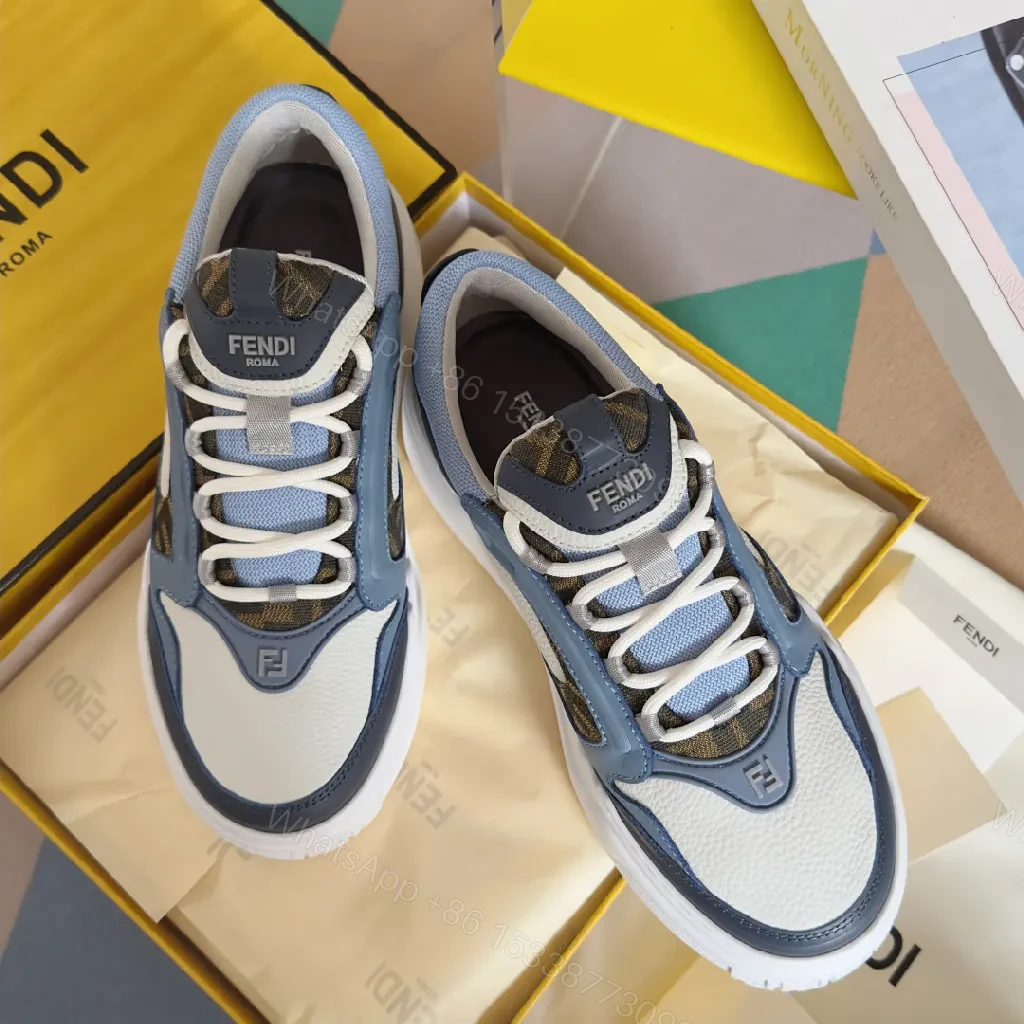 Textured Denim-Blend Leather Street Sneakers, All-Day Comfort — view 1