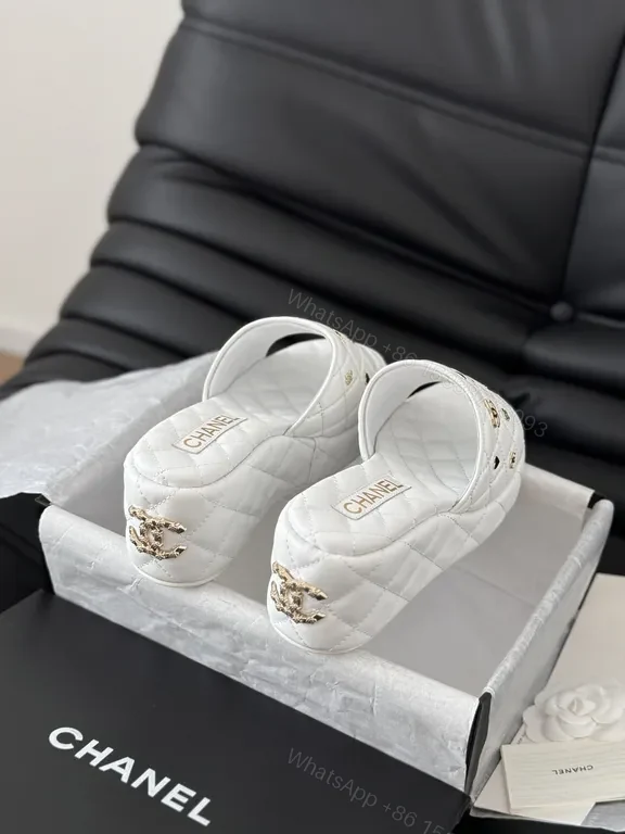 View 4 of Chanel-Inspired Quilted White Slides: All-Day Comfort
