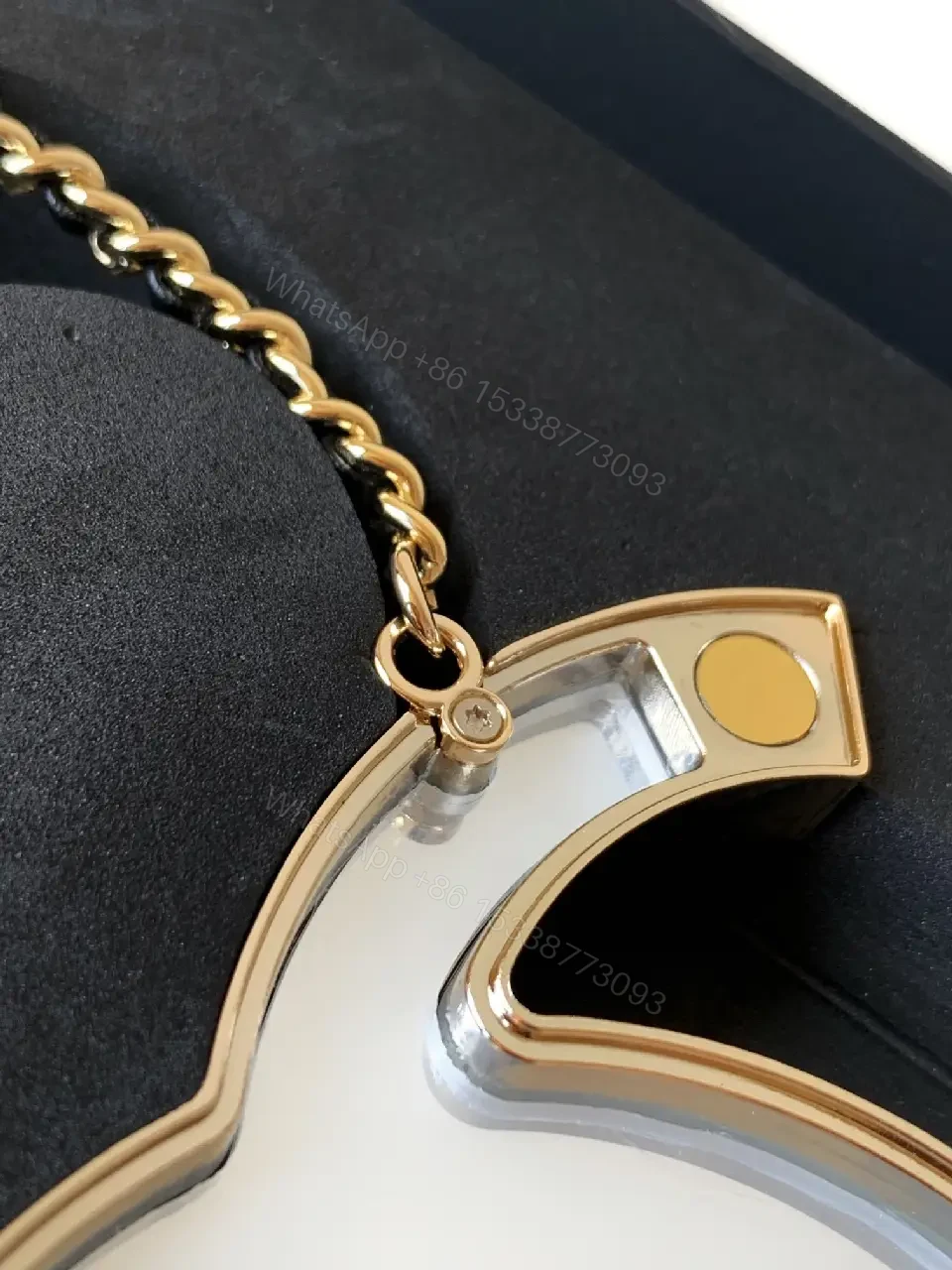 View 3 of Gold-Tone Logo Necklace Set with Chainmail Detail