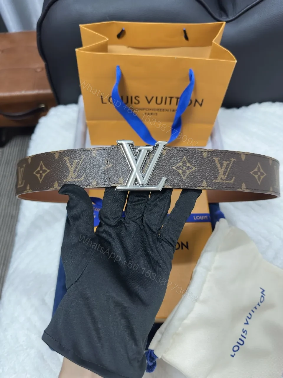 View 4 of Premium Monogram Belt with Signature Hardware