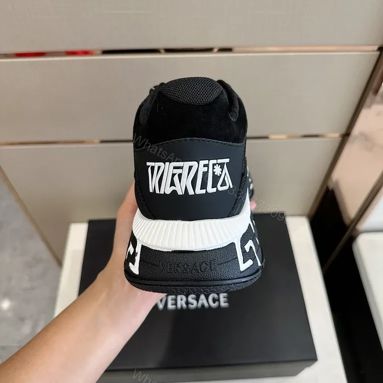 View 7 of Versace Greca Black Leather Sneaker â€“ Luxe Streetwear
