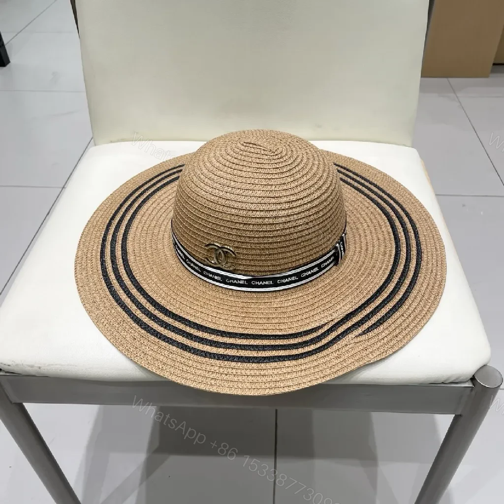 View 3 of Woven Straw Wide-Brim Hat with Luxe Band