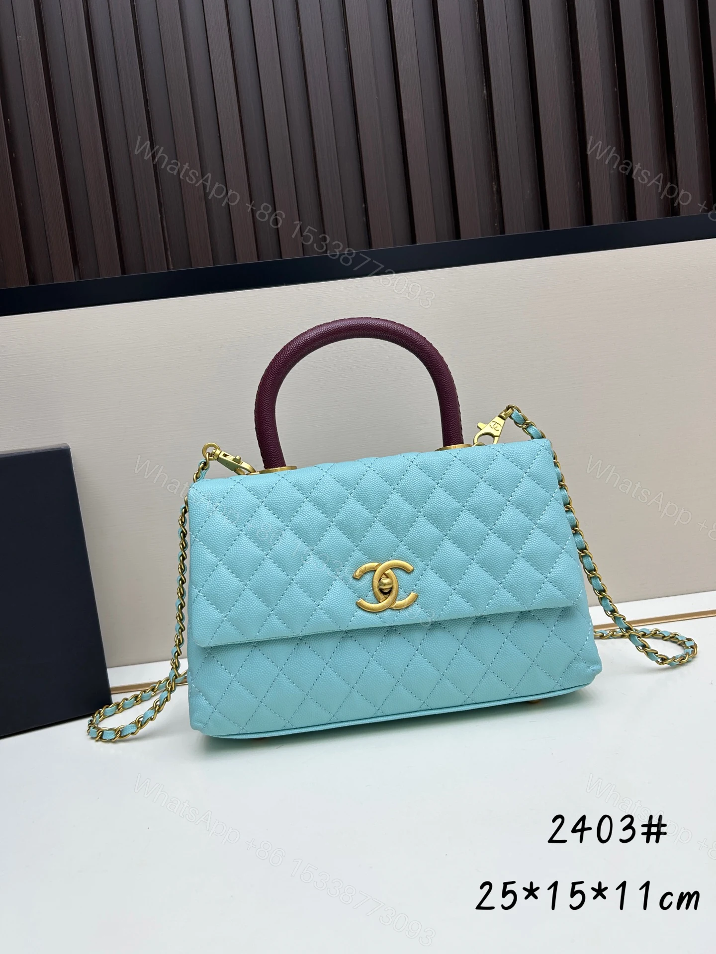 CHANEL高仿湖水藍手提鏈條口蓋包雙用時尚優雅款25cm百搭精品 — view 1