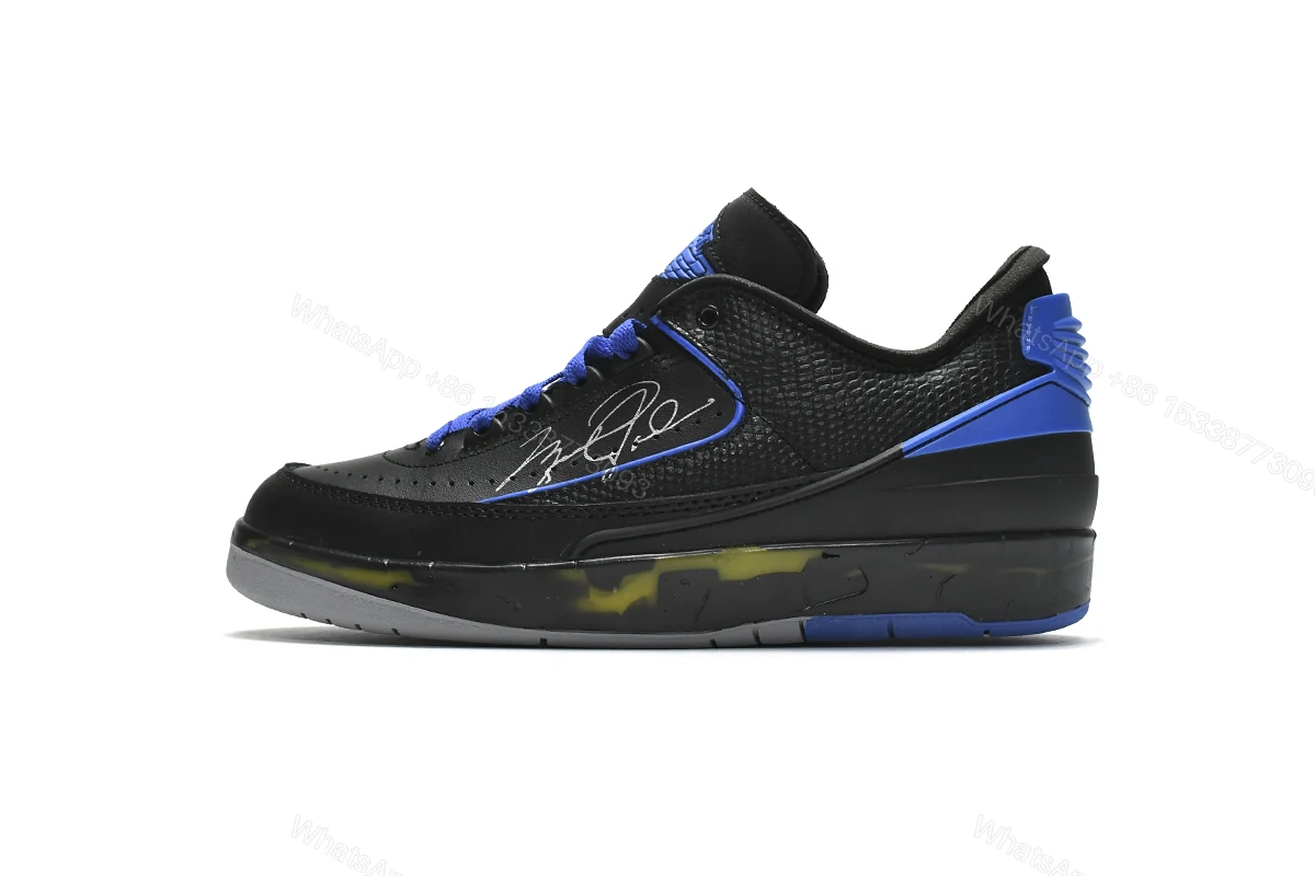 View 14 of Off White x Air Jordan 2 Retro Low SP Black and Varsity Roy DJ4375-004