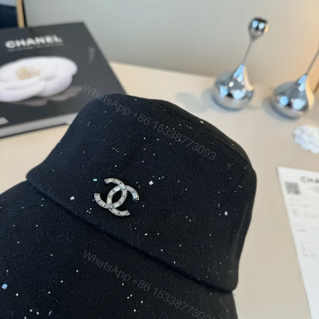 View 4 of Black Speckle Bucket Hat with Crystal Logo - Luxury Style