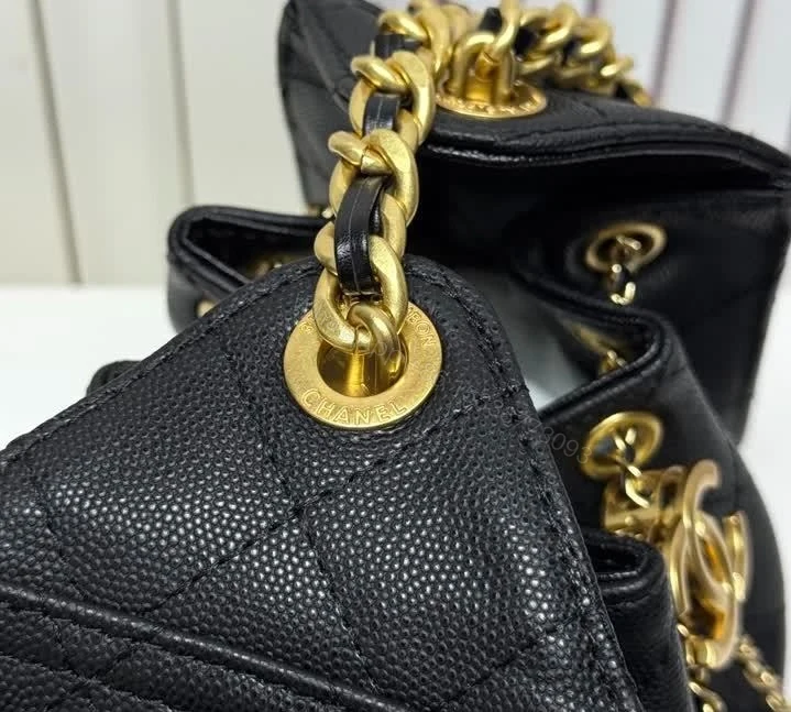 View 8 of Chanel 25 Mini Hobo Bag in Black Caviar Leather CH2522