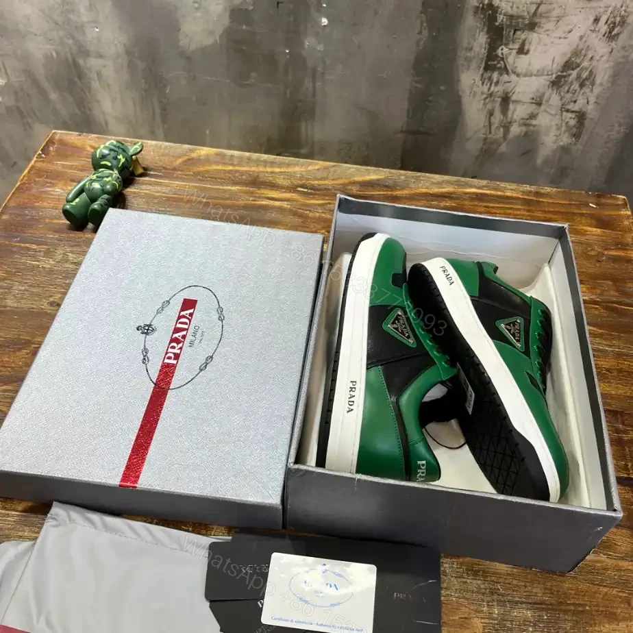 View 3 of PRADA DOWNTOWN LEATHER SNEAKERS GREEN – PRD092