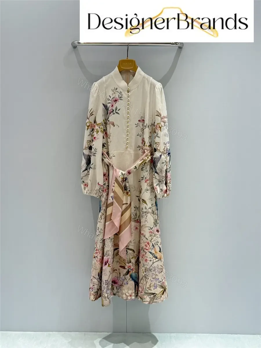 Zimmermann Rebellion Button-Front Floral-Print Linen Midi Dress — view 1