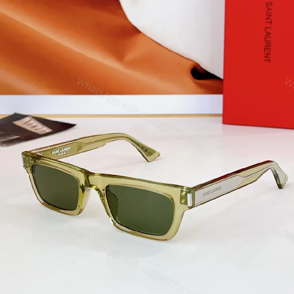View 3 of Amber-Accent Modern Edge Sunglasses - Lightweight, Rectangular Frame