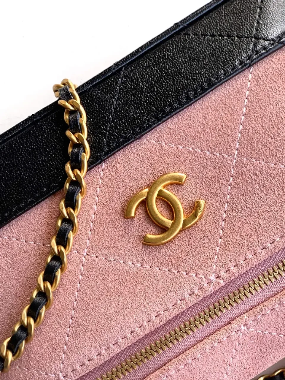 View 6 of Velvet Pink & Black Mini Crossbody: Luxe Two-Tone Chic
