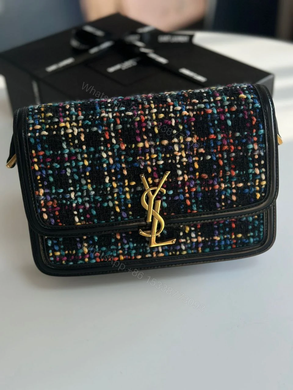 Saint Laurent Tweed Solferino Shoulder Bag Multicolor — view 1