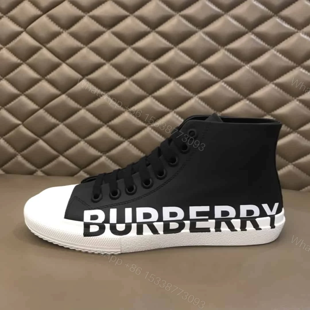 View 5 of BURBERRY LOGO PRINT GABARDINE HIGH-TOP SNEAKERS – BBR31