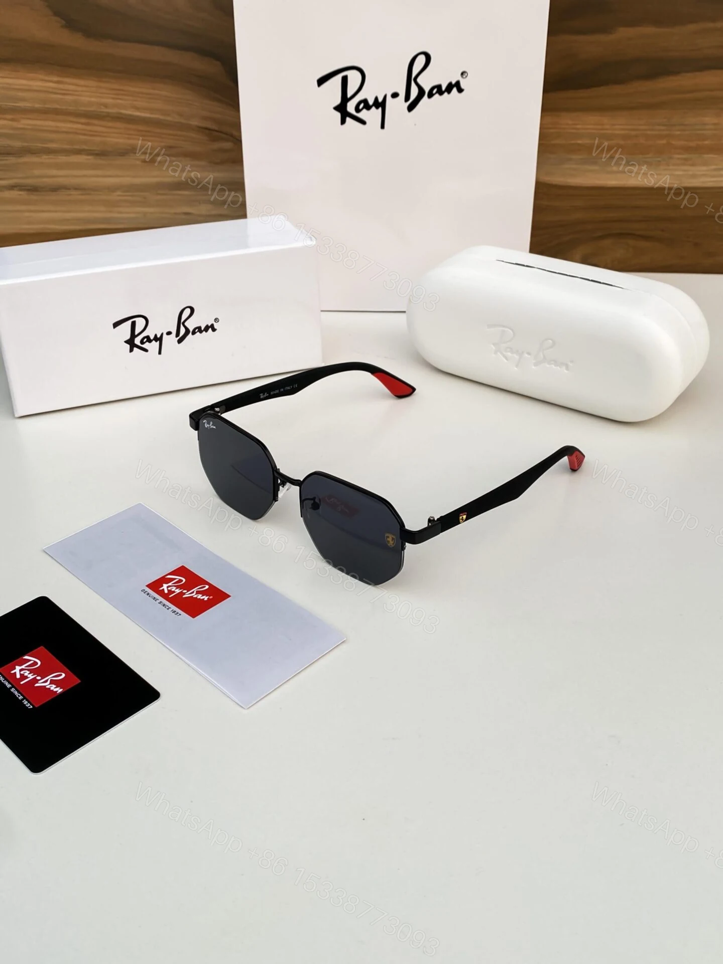 View 3 of Ray-Ban Sunglasses Black-Green Metal Frame