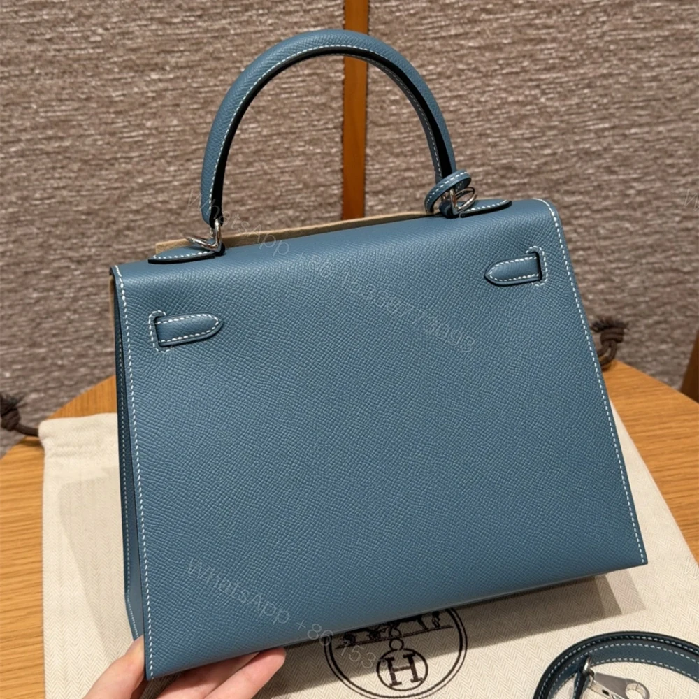 View 2 of 高仿Hermes*Kelly25系列H043110EP7C牛仔藍銀扣牛皮純手工