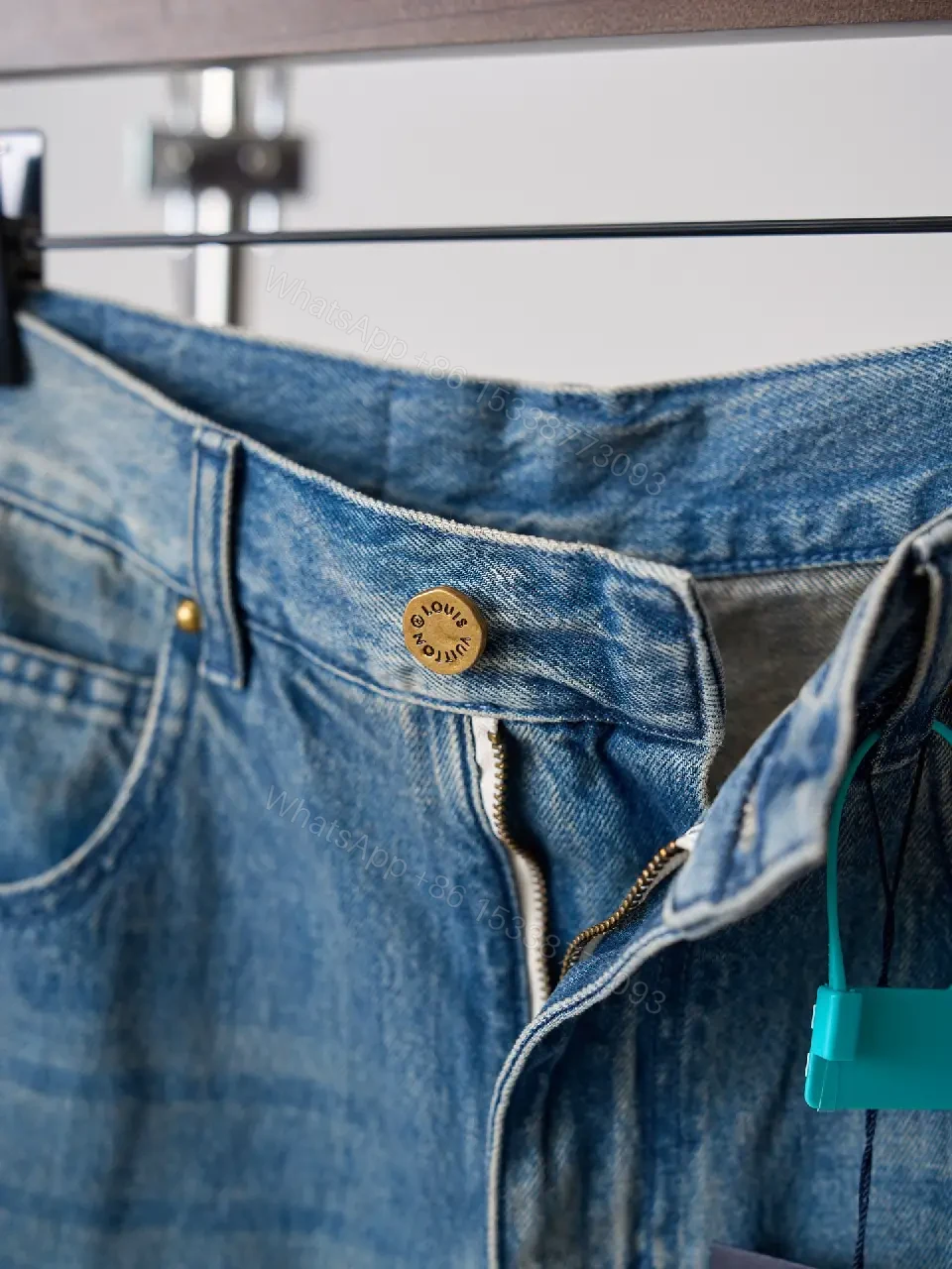 View 8 of Blue Denim Louis Vuitton Monogram Shorts