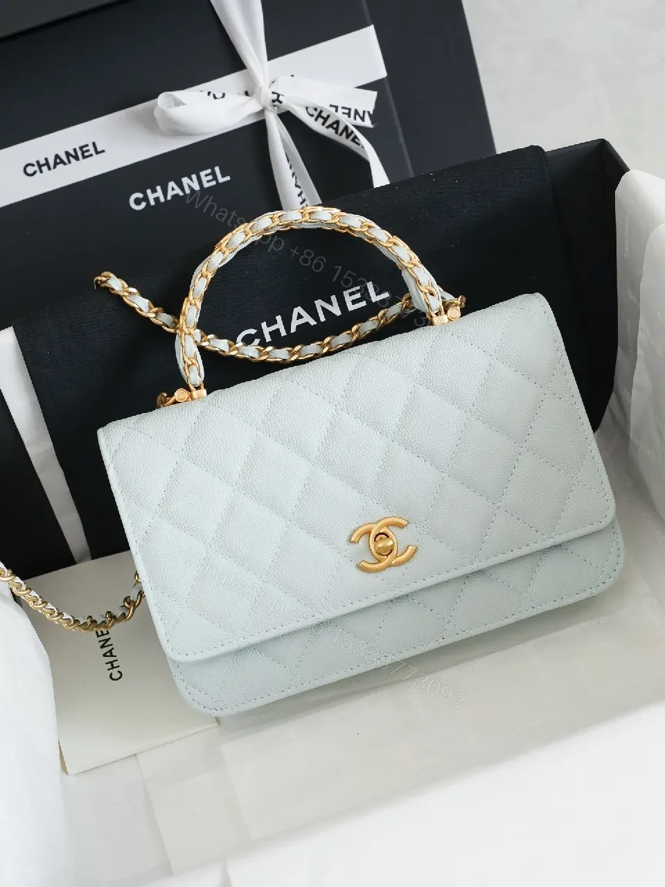 Pastel Quilted Leather Mini Bag: Gold Chain Minimalist Chic — view 1