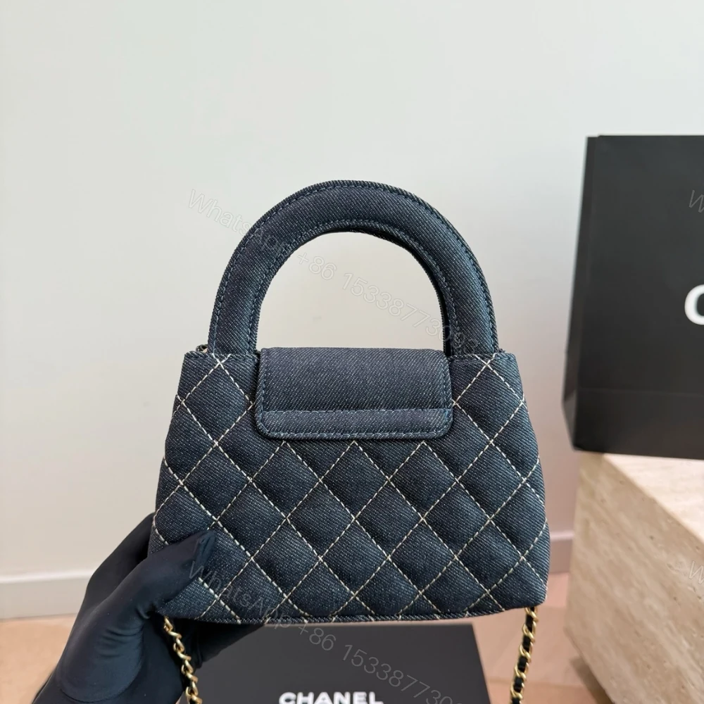 View 4 of Chanel Clutch With Strap Gold Metal Washed Denim Blue 19cm