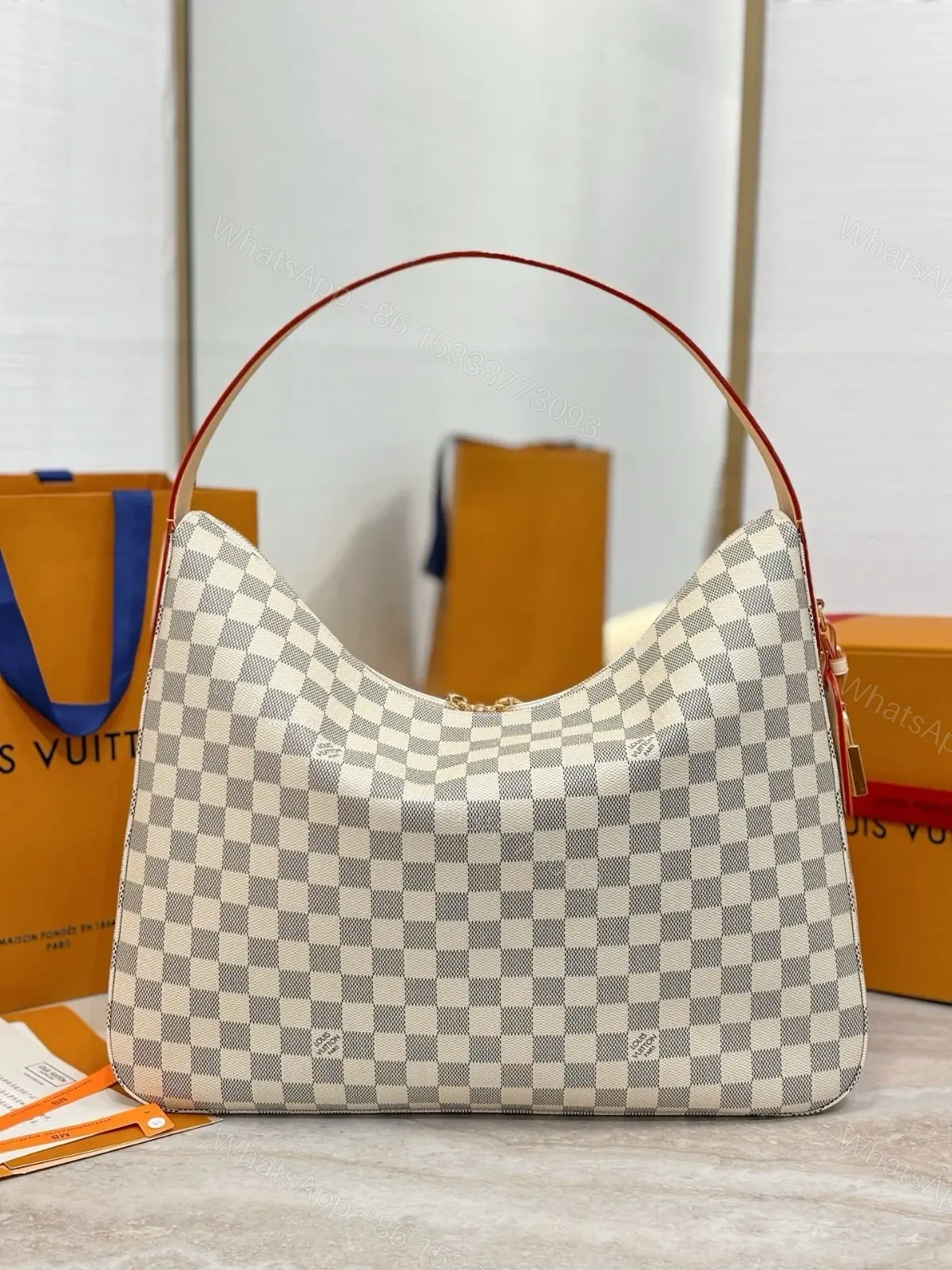 View 6 of Louis Vuitton Damier Azur Slouchy MM
