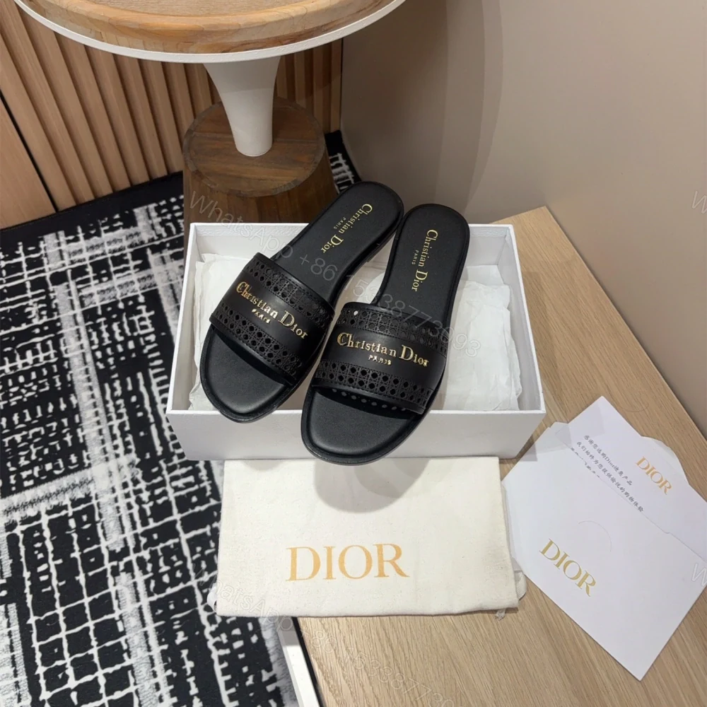 View 9 of 高仿Dior*D-Lane系列KCO155圓頭套腳一字拖鞋黑色免檢版