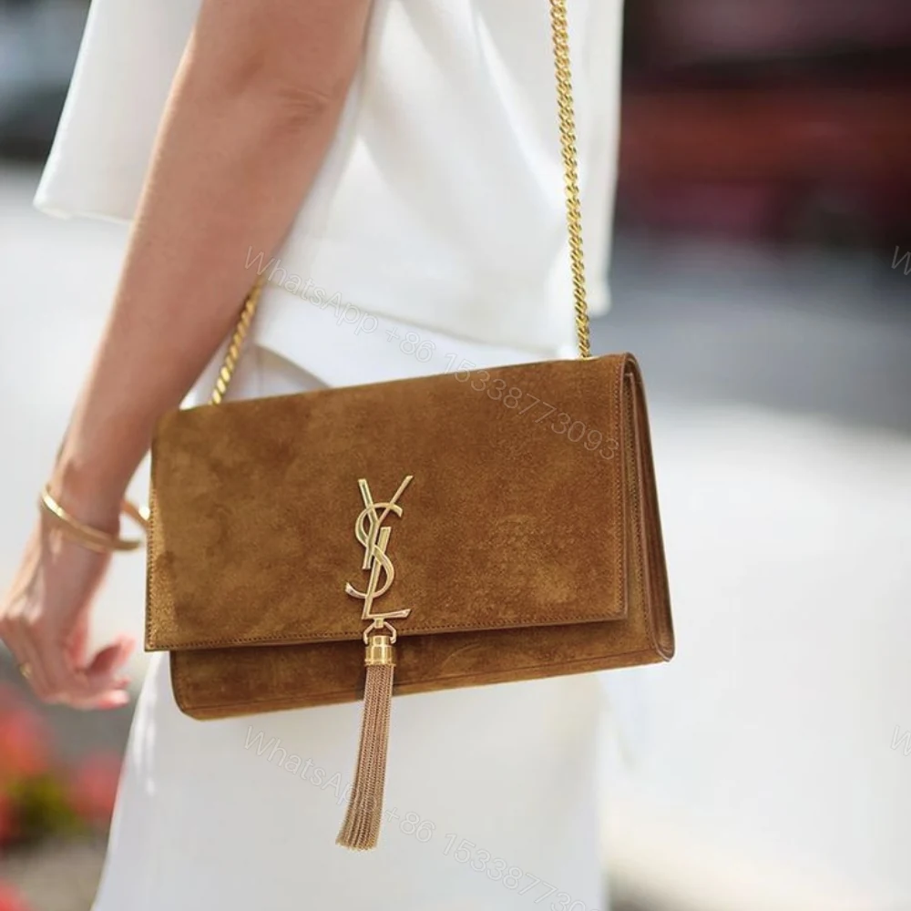 View 11 of Saint Laurent Kate Medium Tassel Crossbody Bag In Brown Suede With Gold Tone 22Cm