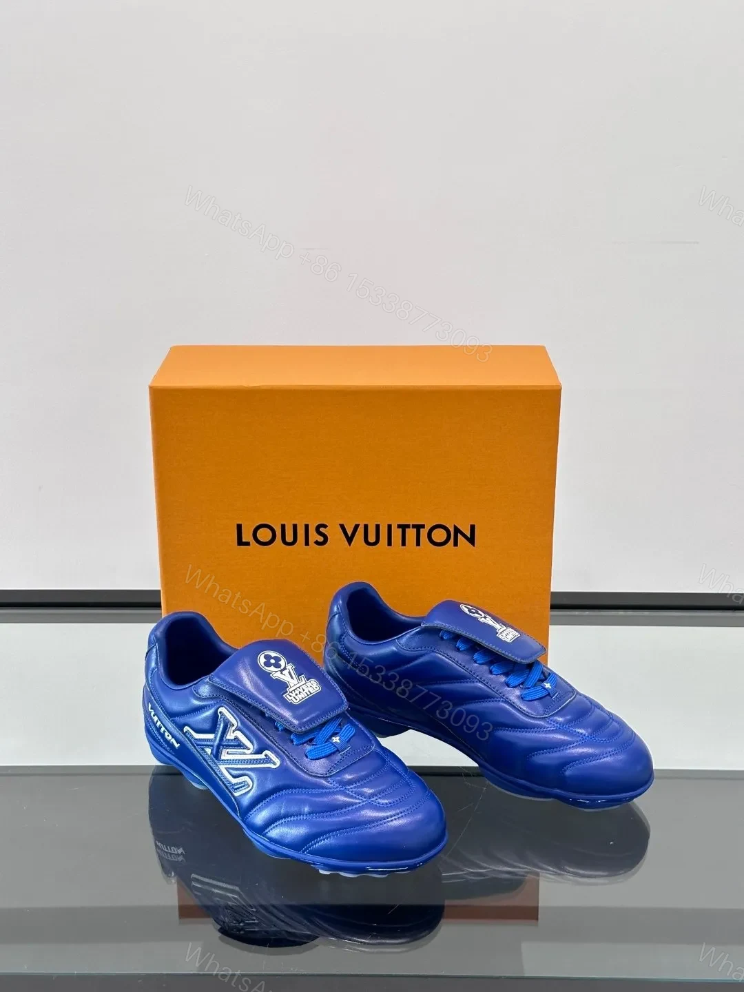 View 5 of LV Men Blue Leather Sneakers