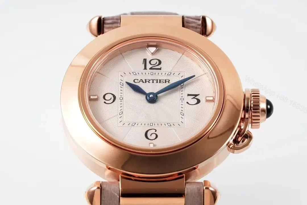 View 9 of GF Factory Cartier Pasha de Cartier Women’s Watch, Rose Gold, 30mm, Leather Strap, QuickSwitch System
