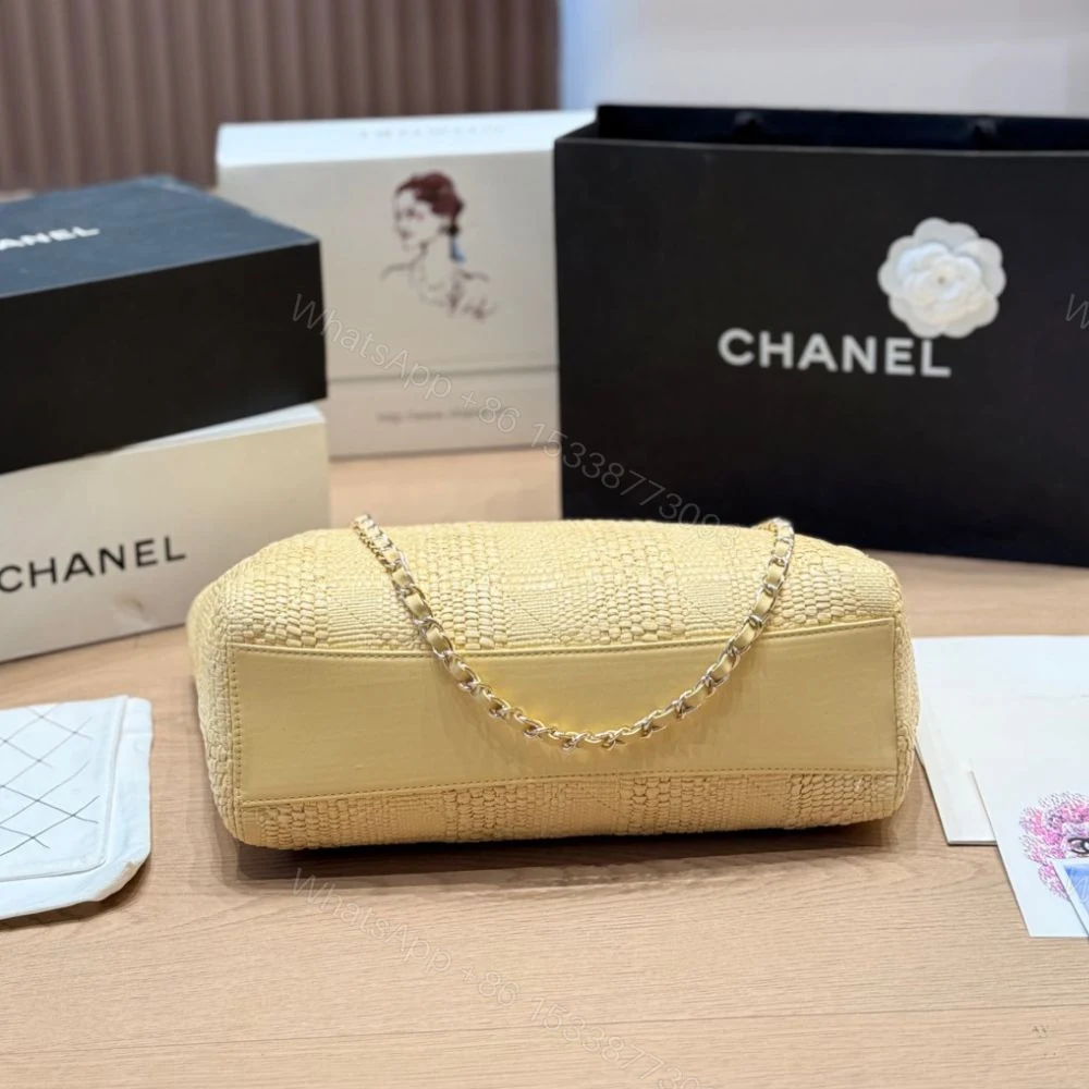 View 6 of Chanel Shopping Bag Braided Raffia Beige 26Cm