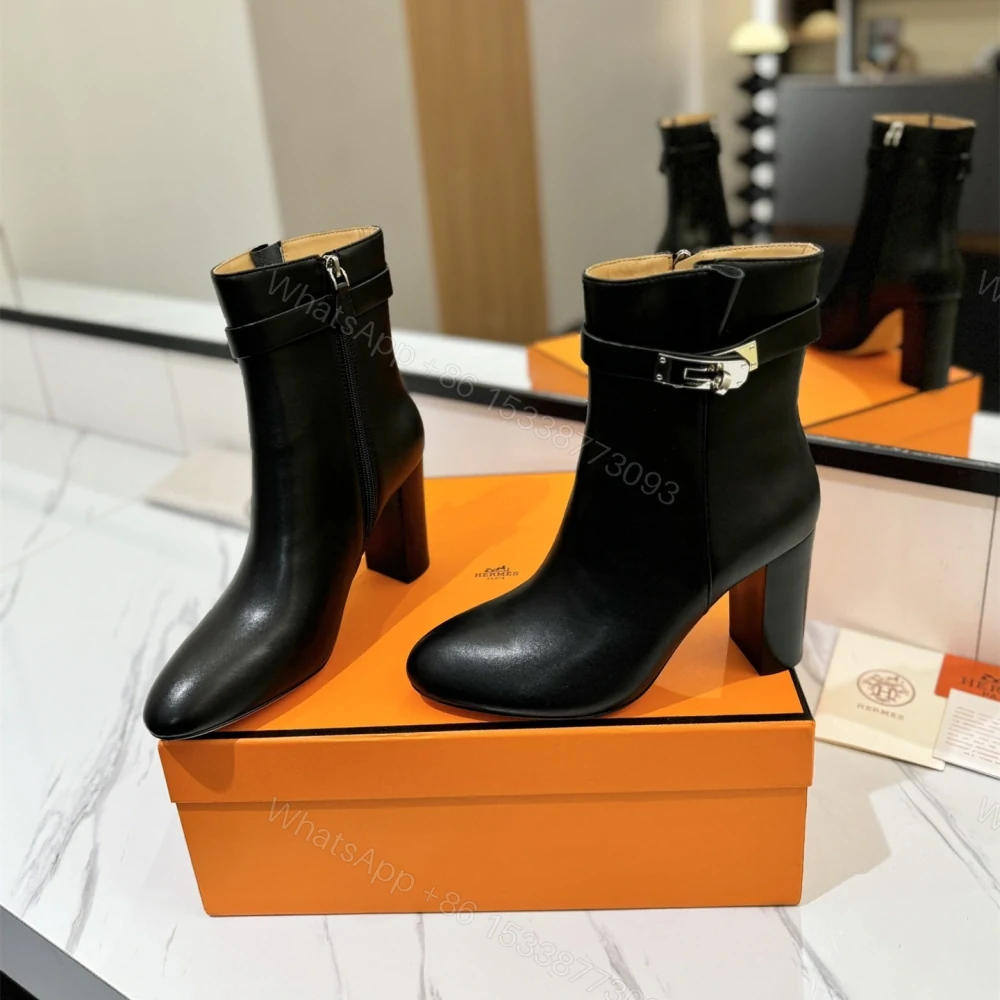 View 6 of 高仿Hermes*H182102Z02小牛皮高踭短靴黑色8.5CM免檢版