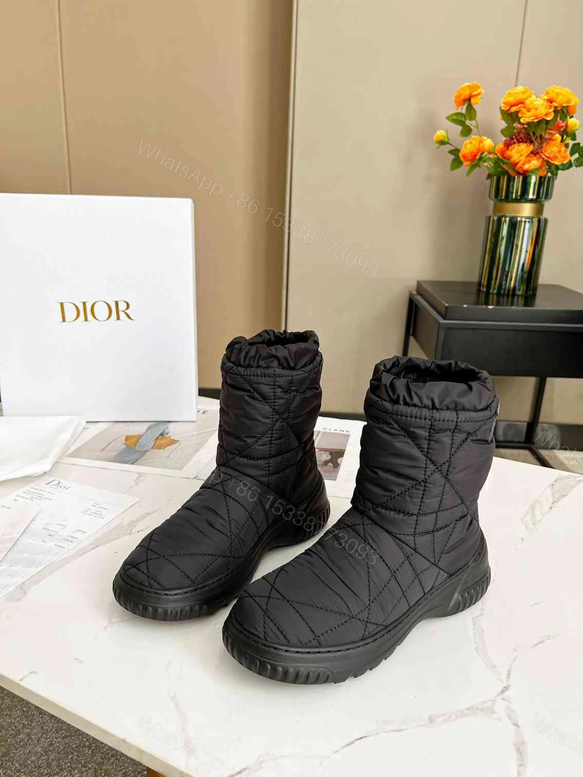 View 3 of DIOR FROST ANKLE BOOT BLACK QUILTED NYLON BLACK