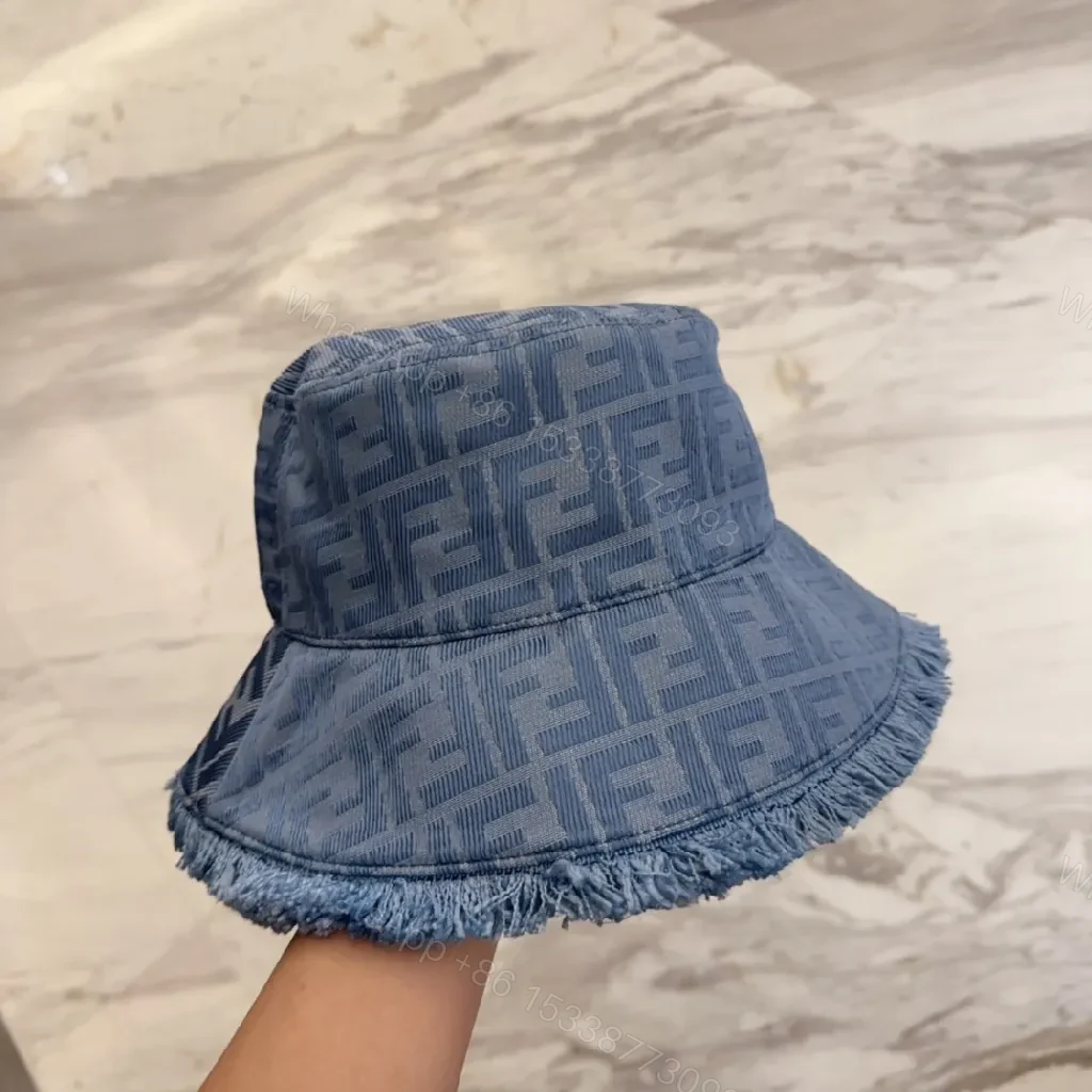 View 7 of Denim Monogram Fringe Bucket Hat – Luxe, Everyday Shade