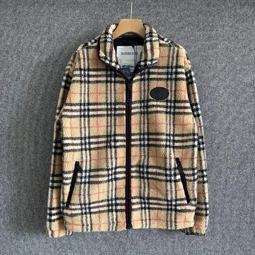 Textured Plaid Fleece Jacket: Luxe Zips & Badge (60 chars) — view 1