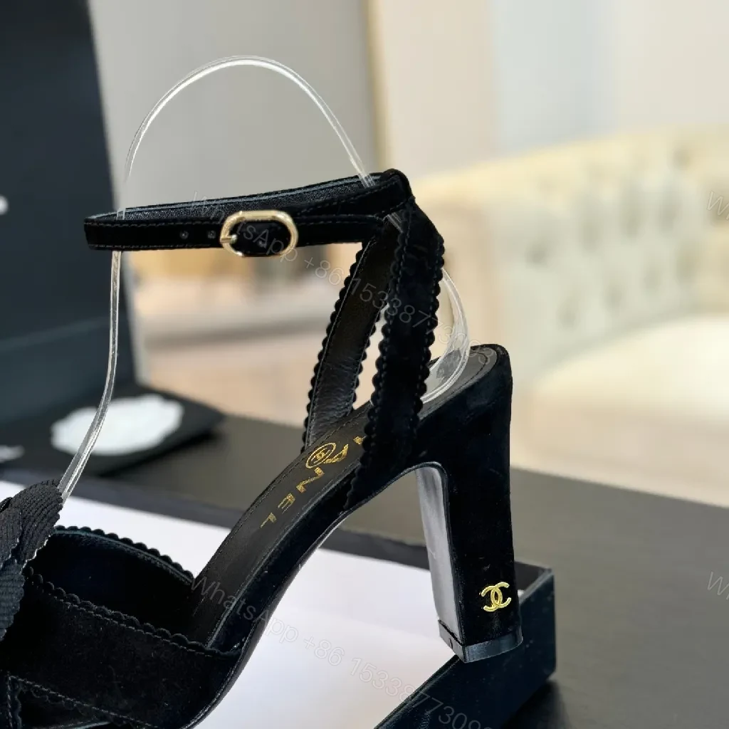 View 5 of Velvet Blush Floral-Embellished Heeled Sandals