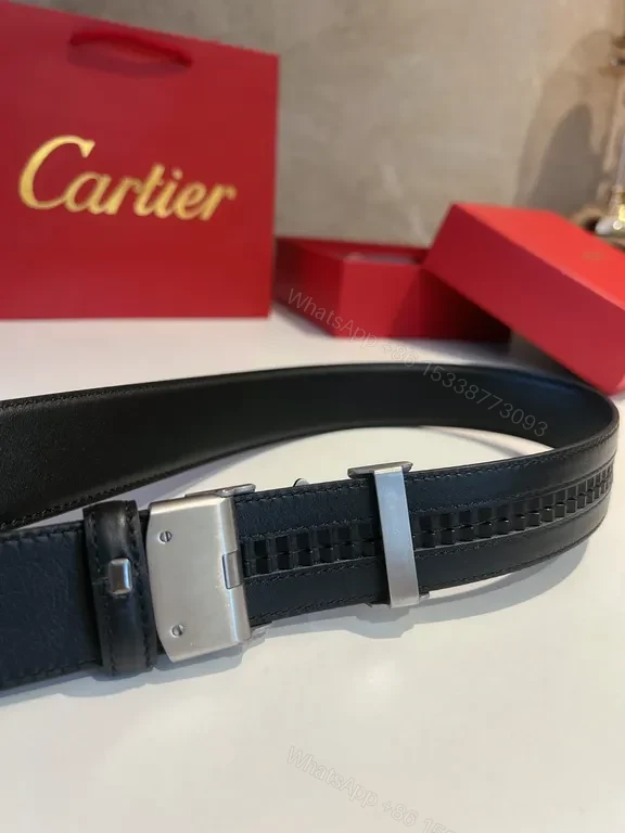 View 7 of Premium Leather Belt with Double G Buckle - Black, Lux Style