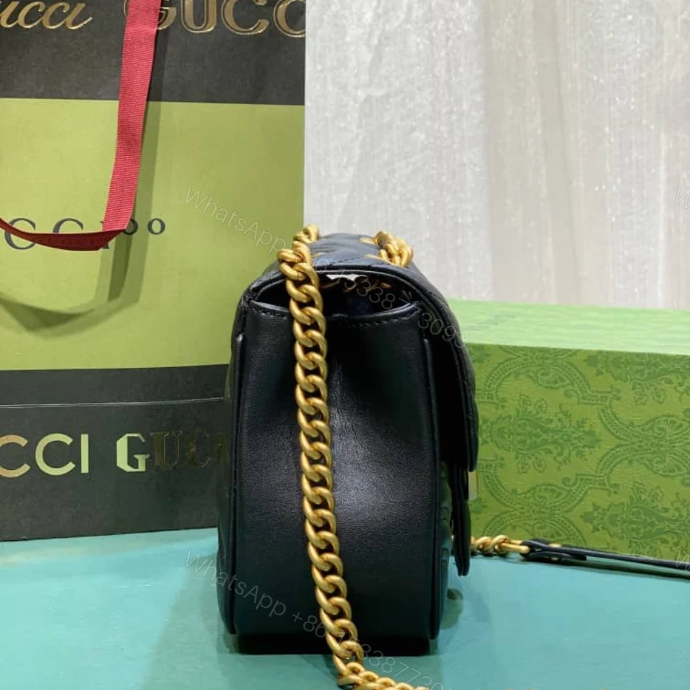 View 3 of Gucci GG Marmont Mini Shoulder Bag Black 18Cm 739682 AABZC 6832