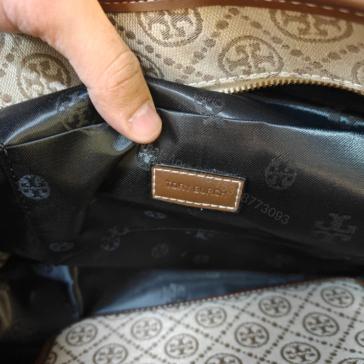 View 2 of First Copy Tory Burch T Monogram Large Zip Tote Bag Biege