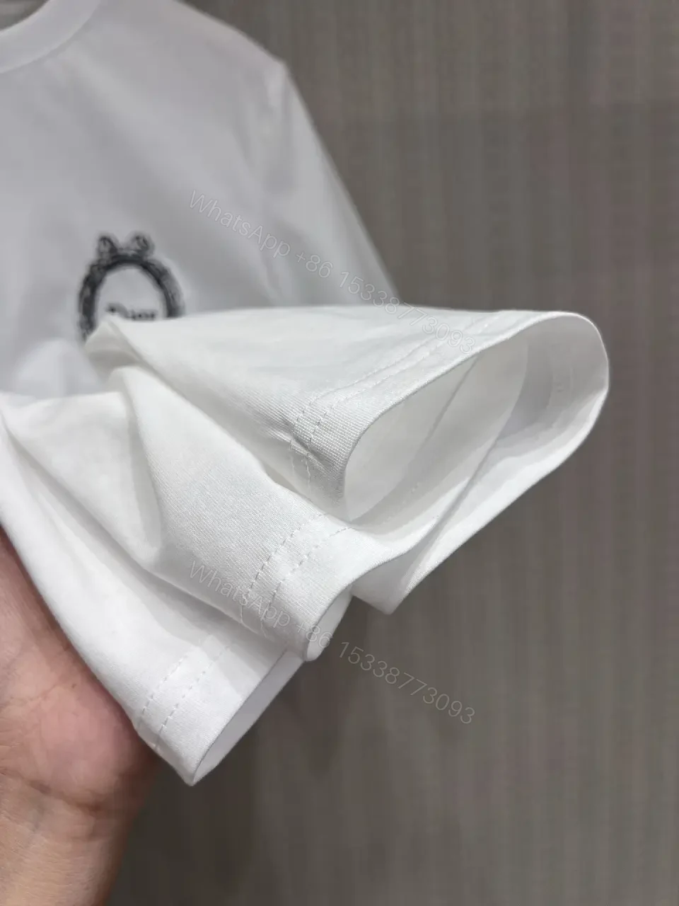 View 11 of White Cotton T-Shirt Dior Circle Logo Design Classic Tee