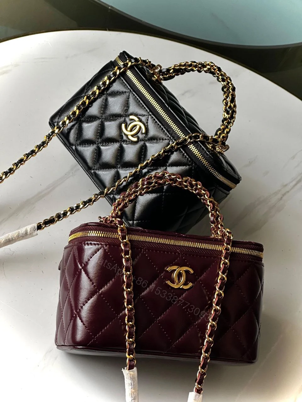 View 5 of Chanel Black Matlasse Coco Lambskin Leather Vanity Bag