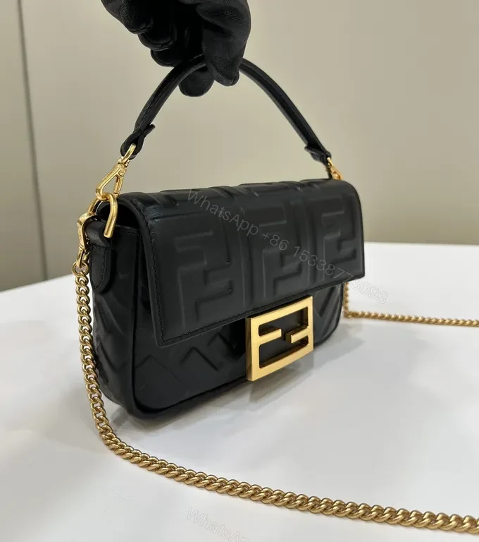 View 3 of Chic Textured Monogram Bag with Gold Hardware - Compact Luxury Bag