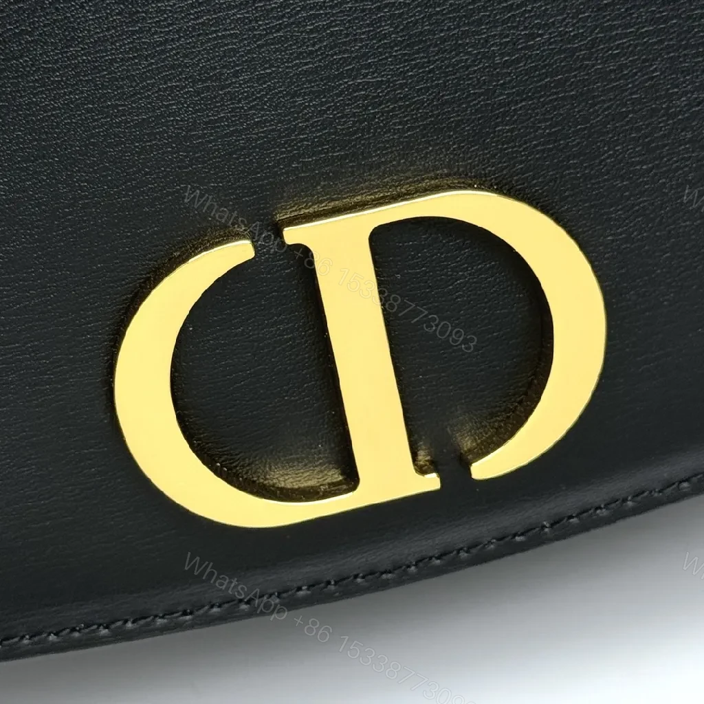 View 5 of Chic Black Leather Saddle Bag with Gold Hardware
