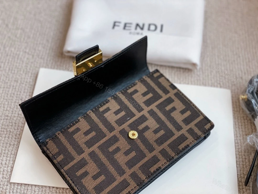View 3 of Fendi Mini Baguette Brown Fabric Bag