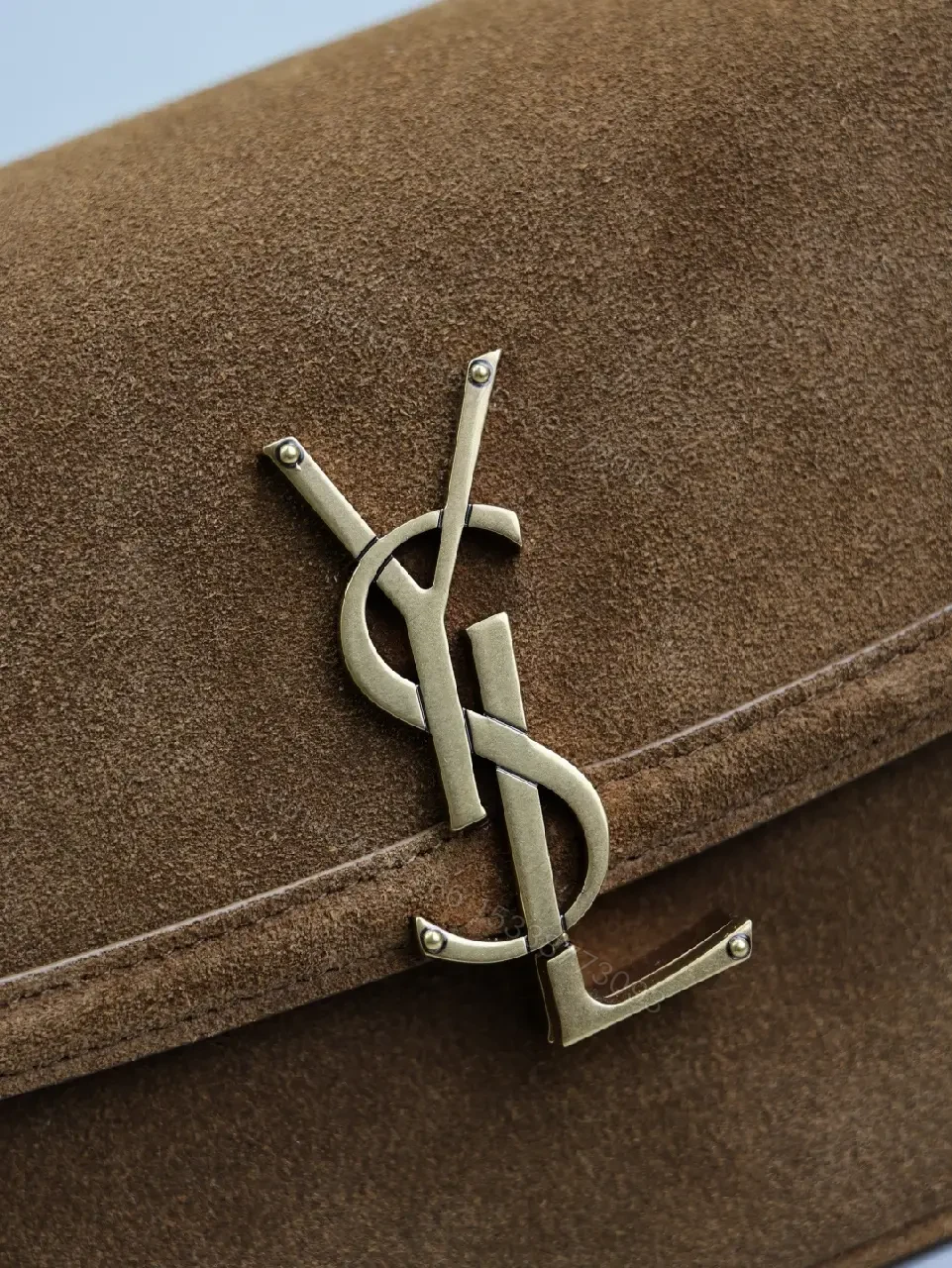 View 10 of Textured Suede Shoulder Bag with YSL Hardware Luxury Compact Bag